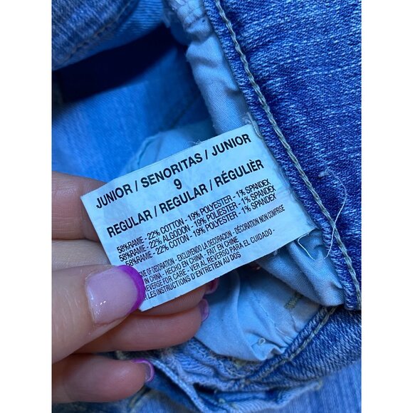 Y2K L.E.I. Ashley Lowrise Bootcut Jeans Junior 9 Blue Denim Stylish Rhinestone P - Picture 6 of 8